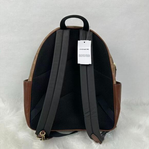 Coach Court Backpack In Blocked Signature Canvas CZ176 Gold/Tan/Brown NWT main image 5